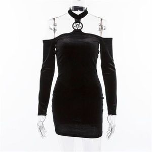 Velvet pentagram mini dress